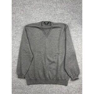 Giorgiolini Sweater‎ Mens 2XL Gray 100% Merino Wool V Neck Made Italy Pullover